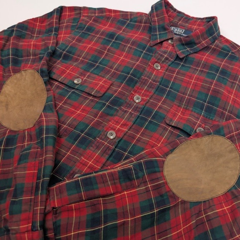 Vintage‎ Polo Ralph Lauren Whitfield Flannel Mens Large Plaid Cotton Silk Blend